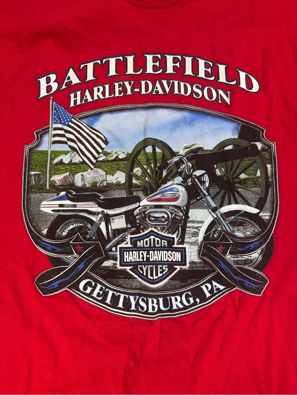 Harley-Davidson Gettysburg, PA Graphic Tee - Patriotic Pennsylvania Y2K